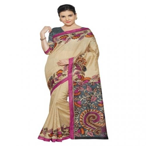 Floral Print BhagalPuri Saree5