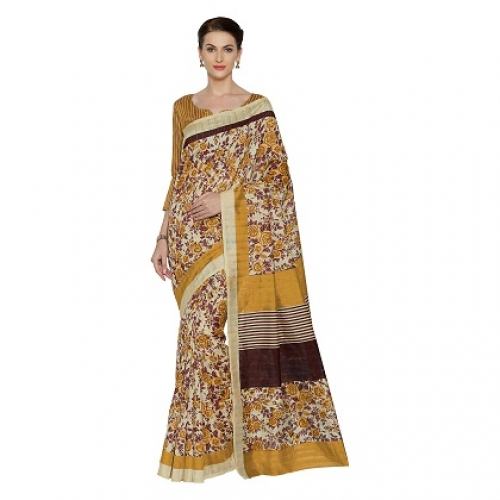 Floral Print BhagalPuri Saree6