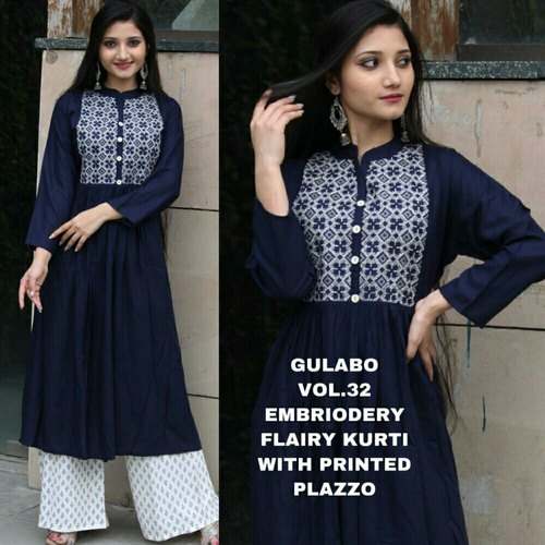 Gulabo 32 Embroidered Kurti Palazzo Set  by Calista
