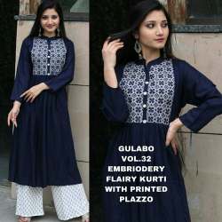 Gulabo 32 Embroidered Kurti Palazzo Set 