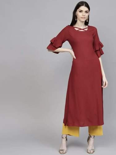 Round Neck Rayon Kurti for Ladies  by Calista