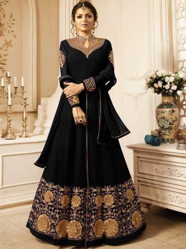 Black Color Faux Georgette Salwar Suit