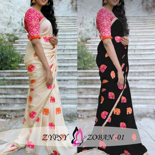 chanderi print saree by Sigma Tex