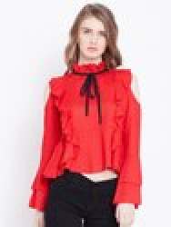 Women Red Rayon Top