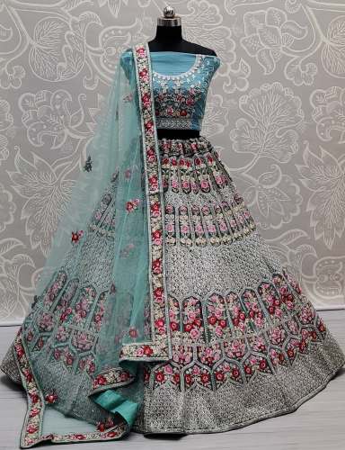 Get Firozi Zari Work Bridal Lehenga By ANK Brand by Ank Enterprise