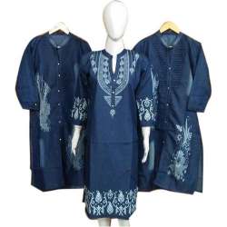 fancy collar neck denim kurti
