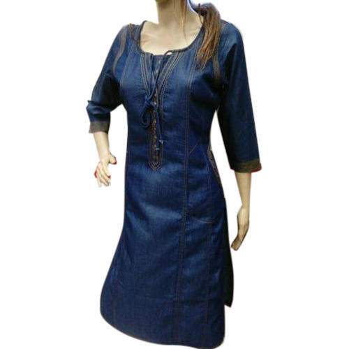 plain denim casual kurti