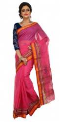 Fancy Pink Printed Tant saree 