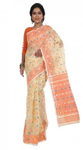Stylish Jamdani Cream Saree