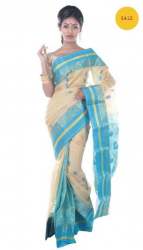 Stylsih Cream and Sky blue Tussar saree