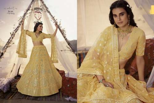 Trendy yellow Embroidered Lehenga Choli by Sanvari