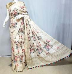 Digital Printed Linen Silk Saree at Wholesale 