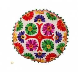 Kashida Work Round Cushion Cover