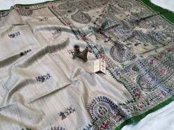 Madhubani tassar ghicha silk saree