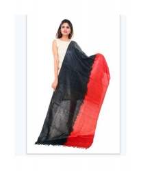 Red and Black Handloom Silk Dupatta