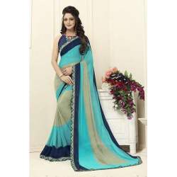 Sky Blue georgette printed saree