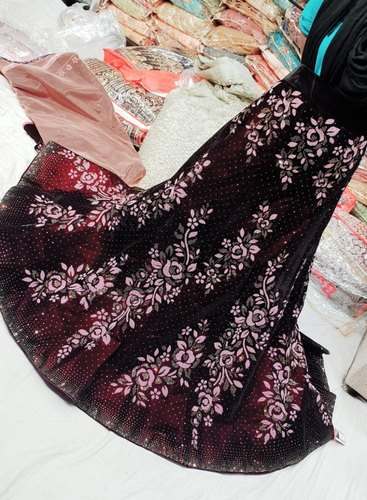 Dark Purple Embroidered Lehanga by Chandni Zari