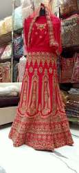 Semi Stitched Embroidered Bridal Lehenga 