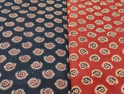 Cotton vegetable hand block print fabric by Gamthiwala Fab