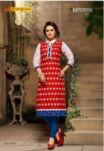 pranjal Ladies Straight Cotton Kurti by Pranjal Creations