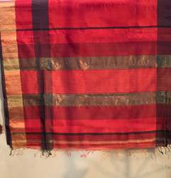 Red Maheshwari Silk Cotton Saree