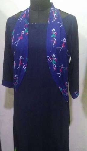 Bold Black Kurti With Printed jacket by ACS Impex