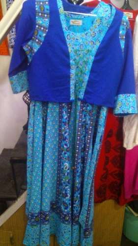 Fancy Sky Blue Jaipuri Jacket Kurti  by ACS Impex