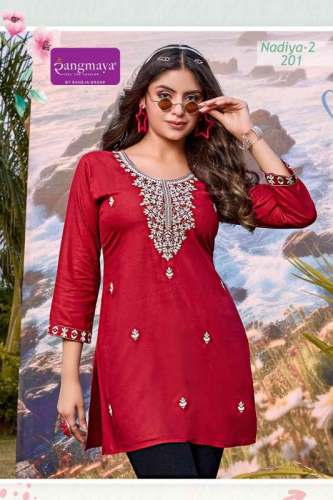 Rangmaya Nadiya Vol 2 designer short kurti by Art Riddhs