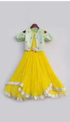 Party Wear Yellow High Low Gown For Kids
