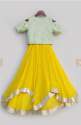 Party Wear Yellow High Low Gown For Kids thumb 1