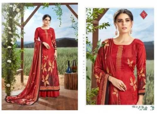 Ladies Unstitched Printed Crepe Silk Suits  by Maajisa Group