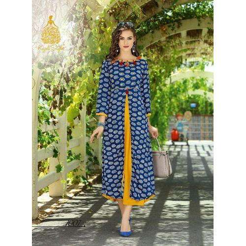 Anarkali koti style printed kurti by Akchra Trading Pvt Ltd