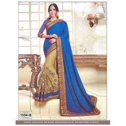 Georgette work half half saree