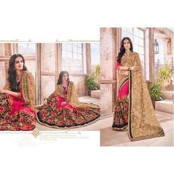 Ladies half half embroidery saree