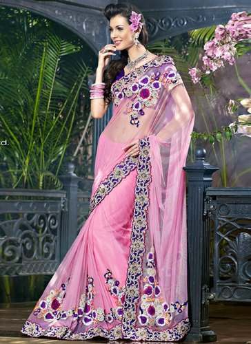 Party wear Light Pink Net Saree by Archi Arts