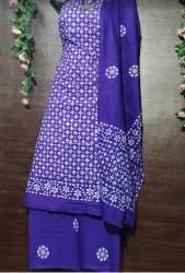 Purple Cotton Batik Printed Unstitch Dress Material