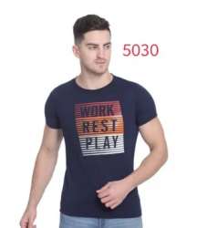 Men Round Neck Cotton T-Shirt by Gagan Apparels