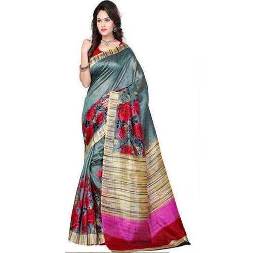 Bhagalpuri Printed Silk Saree For Ladies 
