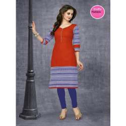 Ladies RED striped Cotton Kurti