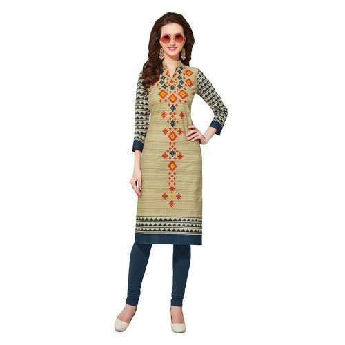 Ladies v-neck Printed Kurti by Victory Touch