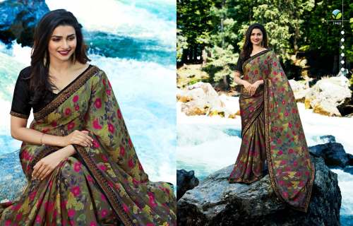  1000 Georgette with jacquard lace border by KRISHNA SAREE