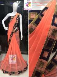 Chain Stich Embroidery Saree
