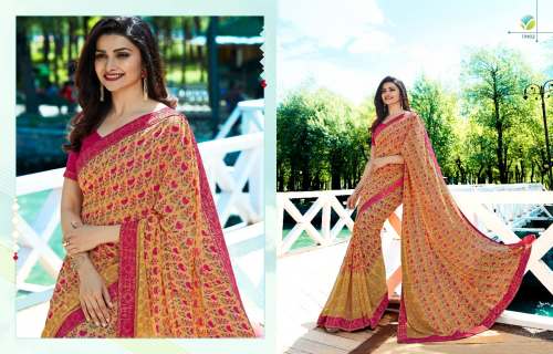 Georgette with jacquard lace border 