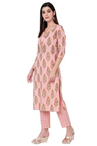 Buy Ortange Brand Pink Kurti Pant Set At Wholesale by Lila Fashion