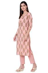Buy Ortange Brand Pink Kurti Pant Set At Wholesale