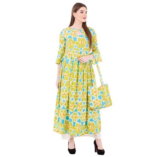 Buy Rayon Printed Kurti By Ortange Brand by Lila Fashion