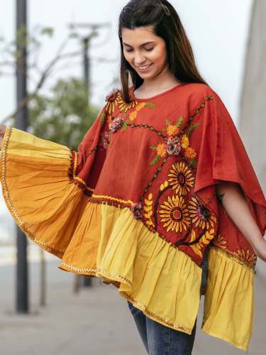 Embroidered  Colorfur Winter Ponchos