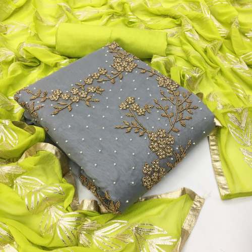 Hand Work Unstitched Dress Material