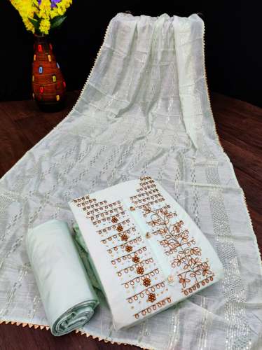 Multi color Chanderi Unstitched Suit