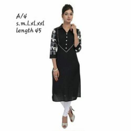 Black Straight Designer Kurtis